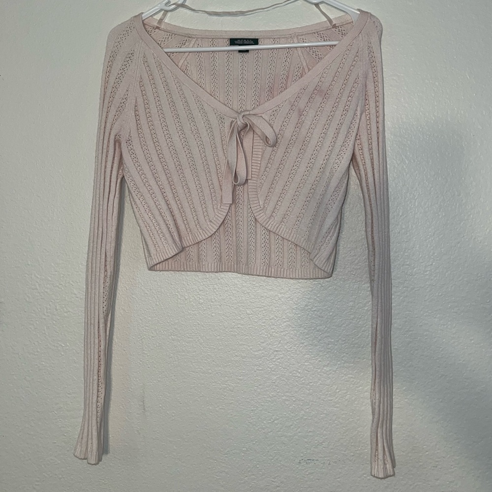 Cream colored top with tie front